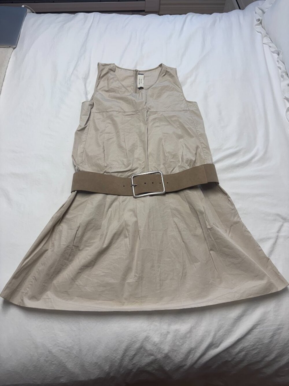 Marni mini drop waist dress beige